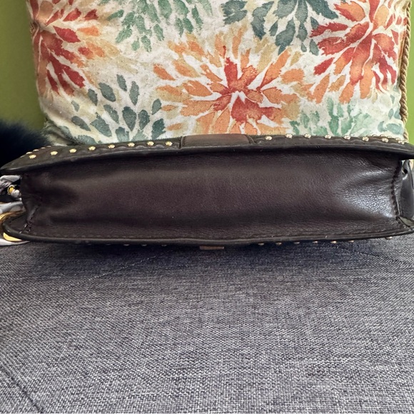 MCM Dark Green Haircalf & Brown Leather Shoulder Bag with Gold Chain - Picture 5 of 9